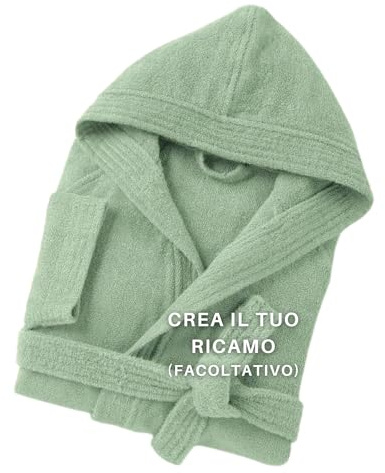 MAYRA Accappatoio Personalizzabile in Spugna 100% Cotone 500 gr Taglie Calibrate | Adulto, Uomo, Donna, Hotel | Personalizzato con Iniziali, Nome, Logo | Design e Ricamo Made in Italy