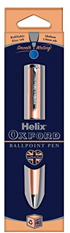 Helix Oxford Premium Rose Gold Ballpoint Pen (Blue Ink) - Plastic Free Packaging, 209818