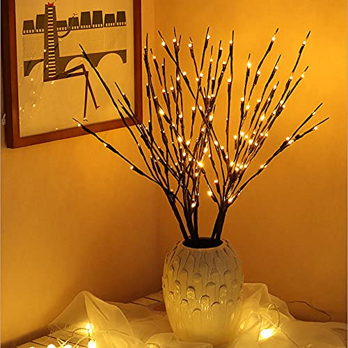 XiXiRan LED 5 grenar ljus belysta Willow Branches, belysning ljuskedja, ljusslinga grenar vattentäta ljusgrenar, LED-ljusträd dekoration för jul påsk halloween