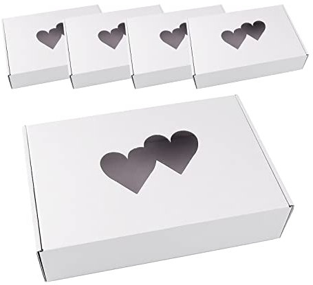 Geschenkschachtel 5er-Set Box Geschenkbox rechteckig Sichtfenster Herzform Farbwahl