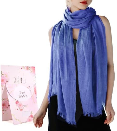 Tuopuda Damen Schal Stola Festlich Elegante Scarves Muslim Kopftuch Halstuch Hijab Umschlagstuch für Abendkleid Braut Hochzeit Sonnenschutz Frühling Sommer Herbst Winter Geschenk 195 x 95CM, Blau