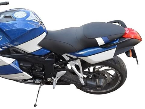Moto Discovery Funda de Asiento Compatible con BMW K1200S / K1300S 2004-2016 Negro/Blanco/Azul