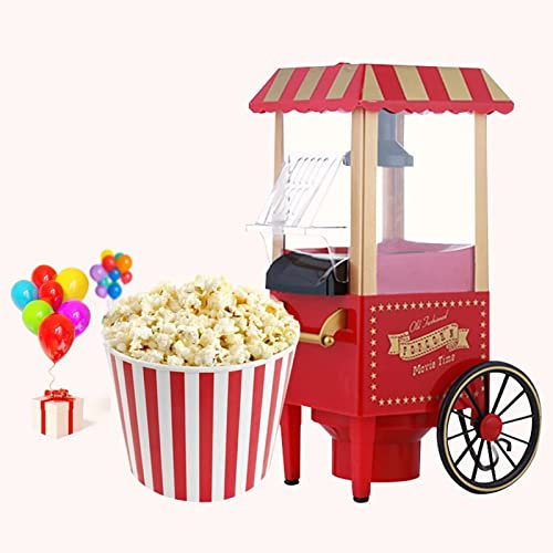 NVYAZJ Popcorn Maker, Mini Electric Hot Air Popcorn Machine, Retro Cart Home Popcorn Maker, DIY Corn Cob Homemade Healthy Snacks, Simple Operation and Easy Cleaning