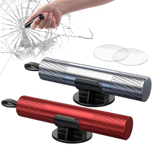 Amacoam Notfallhammer fürs Auto [2er Set] Nothammer mit Gurtschneider & gehärteten Spitzen Notfall Hammer Car Safety Hammer Fensterbrecher Notfall Werkzeug Autozubehör Sicherheitshammer fürs Auto Bus