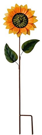 XJKLBYQ Sunflower Windmill Wrought Iron Garden Yard Outdoor Art Decoration Flowers Wind Spinner, garden metal decoration