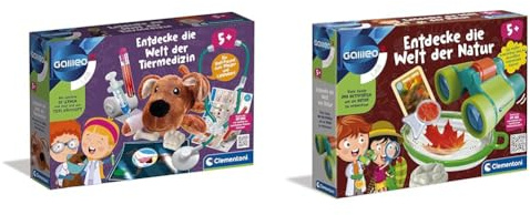 Clementoni Galileo Lab – Entdecke die Welt der Tiermedizin & Galileo Lab – Entdecke die Welt der Natur, spannender Koffer