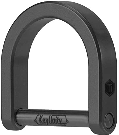 KeyUnity KA17 Titanium D Ring Key Shackle, U Shape Key Ring Horseshoe Clasp for Car Fob, DIY Leather Key Organizer Keychain (Black, M)