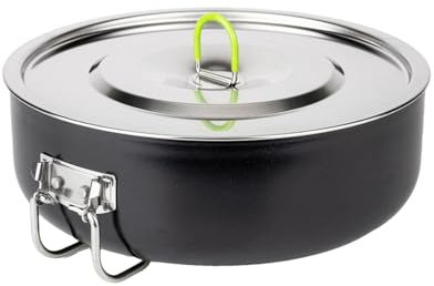 Dreuhuing Outdoor-Kochtopf | Antihaft-Picknick-Topf, Campingpfanne mit klappbarem Griff, Kochpfanne, Mehrzweck-Topf, Camping-Topf für Outdoor-Kochen, Rucksackreisen, Camping, Wandern, Picknick,