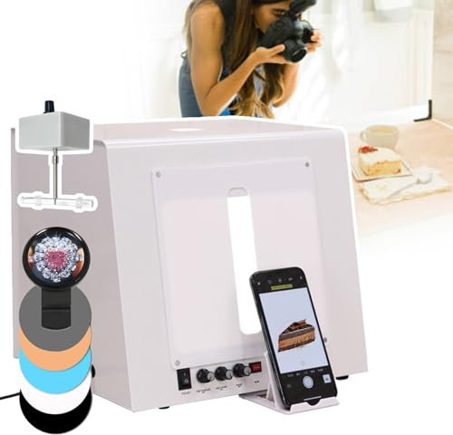 Fotozelt-Set,Schmuck-Fotobox-Set, elektrischer 360°-Drehteller, Fotostudio-Leuchtkasten mit Sternfiltern und farbigem Hintergrund,Platzierung/Aufhängen von Schmuck, für Produktaufnahmen,TB20