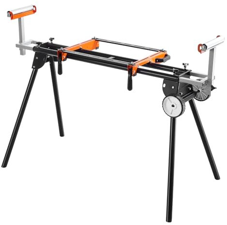 VEVOR Supporto per Troncatrice Portatile, 250 kg, Pieghevole in Acciaio, Altezza e Lunghezza Regolabili, Portatile e Salvaspazio