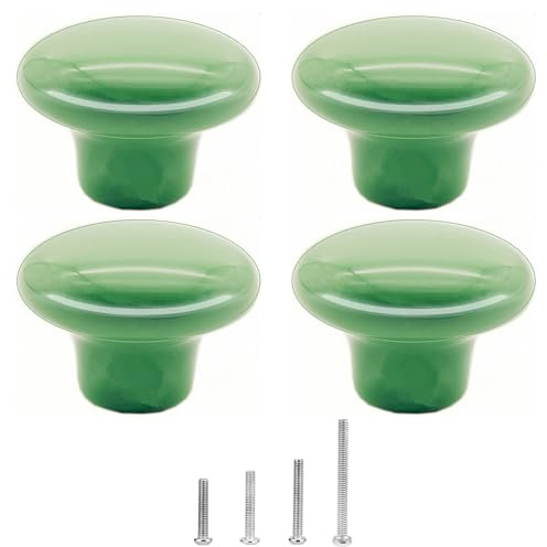 4 maniglie rotonde in ceramica per porte della cucina, piccole manopole vintage per cassetti, armadietti, credenze, guardaroba, bagno, mobili, porte, maniglie da 32 mm, viti di 4 dimensioni, verde