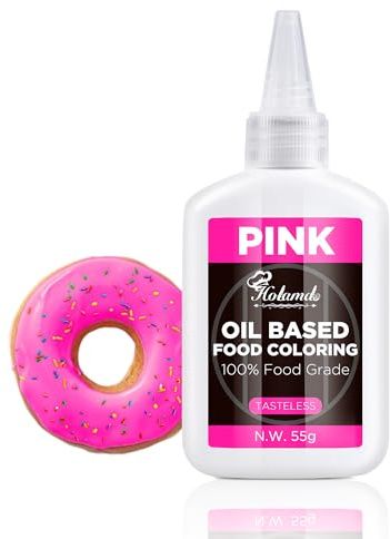 Fettlösliche Lebensmittelfarbe Rosa 55g - Ölbasis Konzentrierte Flüssige Lebensmittelechte Farbe | Für Schokolade & Backwaren (Fondant, Tortendeko, Macaron, Cupcake, Zuckerguss, Ostereier)