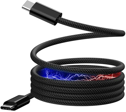 Reagle Magnetisk USB-C till USB-C-kabel för snabb laddning, PD 60 W, 480 Mbps, självlindande kabel kompatibel med Samsung S23, MacBook, iPad Air, iPhone 16, Huawei 70-1M
