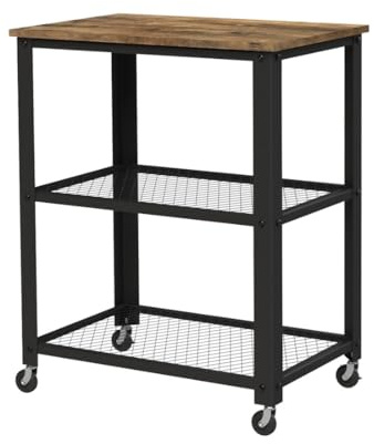 Spacetronik Servierwagen mit 3 Ebenen, Rollwagen mit 2 Gitterablagen | Küchenwagen mit Rollen, Beistellwagen für Wohnzimmer und Büro, Industrie-Design, 60x40x78,5 cm
