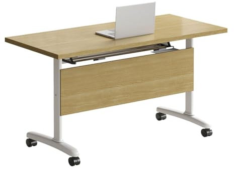 Klappbarer Konferenztisch mit Rollen, starkem Metallrahmen, modernem rechteckigen Flip-Top-Besprechungszelt Seminartisch, Rollbarer Schreibtisch für Besprechungsräume, Klassenzimmer, Schulungsräume