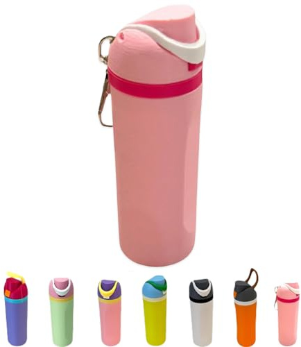 Mini Water Bottle Keychain, Trendy Bottle Keychain, 3D Mini Water Cup Lip Balm Holder, Cute Chapstick Holder Keychain for Backpack or Purse (Pink)