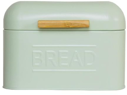 PTDIUNMG Bread Food Storage Box, Vintage Metal Bread Bin with Lid, Power Coated Iron with Painted Text, Kitchen Storage Retro Multipurpose Organization Bread Bin for Kitchen
