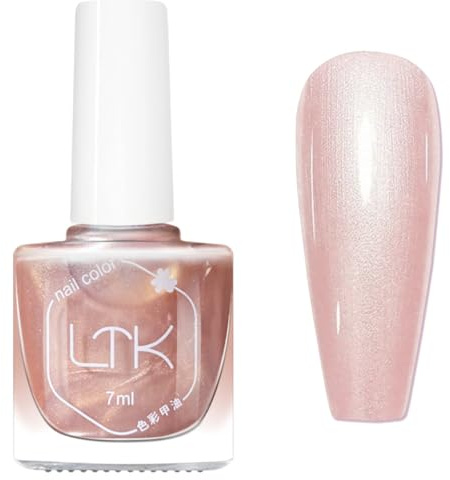 Shimmer Nail Polish - Nude Pearl Nail Varnish - Nude Pink nail Polish - 60 Seconds Quick Dry Nail Varnish - Breathable nail polish - Champagne Gold Shade Nail Polish No Chip Long Lasting for Women
