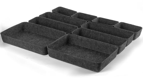 Zyiphor 10 Stück Schubladen Organizer aus Filz, Stapelbare Organizer Schublade, ordnungssystem schublade, Getrennte schubladeneinsatz für Schminktisch, Schreibtisch, Nachttisch, Kleiderschrank