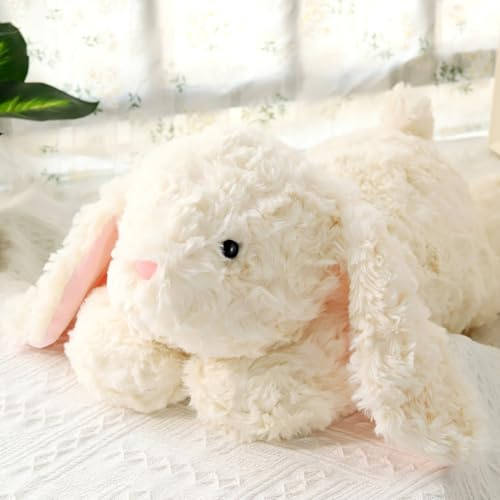 IFX24 Mjuk viktad kaninfylld djur 52 cm 0,9 kg, robust och fluffig beige kanin plyschleksak för barn, krama, söt plysch kramkudde leksak för barn (52 x 20 x 15 cm)