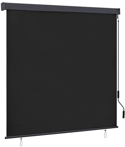 Homgoday Tenda a Rullo Esterna Rigato Antracite 180 x 250 cm Tessuto