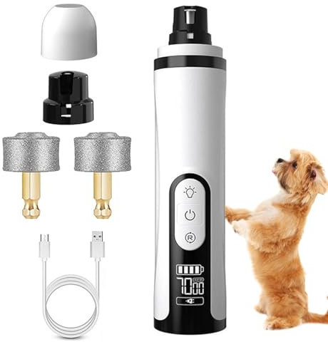 Dayysiuy Elektrischer Hundekrallenschleifer, Krallenschleifgerät Mit LED-Beleuchtung Für Welpen, Elektrisches Krallenpflegegerät Mit 3 Geschwindigkeitsstufen Für Kleine Mittelgroße Und Große Welpen