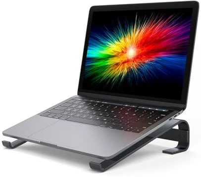 SUNJOM Laptop Ständer, Ergonomisch Laptop Halterung für Schreibtisch, Aluminium Notebook Ständer mit Belüftung, Kompatibel mit MacBook Air/Pro, Lenovo, Huawei, Acer, Dell, HP (10-17 Zoll) (Schwarz)