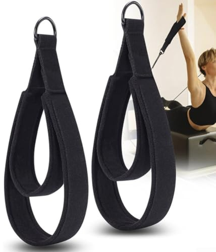 Coppia di cinghie per esercizi di pilates e yoga con design a doppio anello e fettuccia in cotone poliestere per allenamenti stabili Reformer