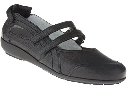 Natural Feet Bekväma ballerinaskor för kvinnor av hjortläder med kardborreband, Juliane, sportiga platta sommarskor, halvskor, bredd H, lämplig för hallux valgus, mjuka barfotaskor med utbytbar fotbädd, svart, 42 EU Weit