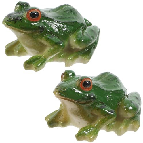 Garneck 2pcs Frog Statue Mini Frog Resin Animal Sculpture Indoor Outdoor Decor For Garden Patio Yard Micro Landscape Fairy Garden Ornaments
