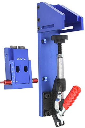 Wood Working Tool Pocket Hole Jig, Blue 9.5mm(Dia.) Pocket Hole Drill Guide Set, with Toggle Clamp and Step Drill Bit