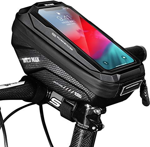 Fahrrad-Lenkertasche, wasserdichte Fahrrad-Rahmen-Oberrohr-Tasche, Fahrrad-Lenkertaschen, Fahrrad-Handyhalterung, Fahrradhalterung mit Touchscreen für iPhone 13 12 11 Pro Max Smartphones bis 6,7 Zoll