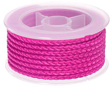 sourcing map Nylon Thread Twine Beading Cord 3mm Extra-Strong Braided Nylon Crafting String for Bracelets Jewelry Making DIY Crafts 4M/13 Feet, Hot Pink