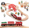 Giant bean Holzeisenbahn Set für Kleinkinder, 36 Pcs Wald Themen Holzeisenbahn Spielzeug, für Kinder, Jungen und Mädchen von 3–7 Jahren