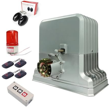 Abridor de puerta automático Operador de puerta corredera Galo y abridor de puerta rodante/corrediza for puerta industrial de automatización del hogar-1800kg no se oxida con protección múltiple(Kit2)