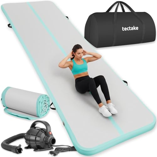 tectake® Tapis de sport Airtrack Tapis de gymnastique gonflable épais Tapis de yoga Pliable, Antidérapant & Imperméable, Gonflage rapide, Fitness Arts martiaux Pilates Musculation Stretching Piscine