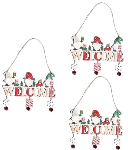 TOPBATHY 3St Weihnachts-Türschild-Anhänger Außendekoration Willkommens-Anhänger weihnachtsdeko Christmas Decorations Willkommensschild vor der Tür Willkommensschild für die Haustür Holz