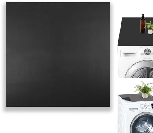 Waschmaschine Abdeckung, 60 x 60 cm Waschmaschinenabdeckung, Weiche und Zuschneidbare, Waschmaschinenauflage Rutschfest Universal für Waschmaschine, Trockner, Bäder, Küche, Schwarz