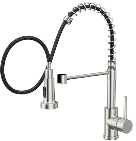 Rainsworth Wasserhahn Küche Edelstahl Herausziehbare - Zwei Wasserstrahlarten Hochdruck Küchenarmatur mit Brause Ausziehbar, Spültischarmatur 360°Drehung Geeignet für Küchen Drahtziehen