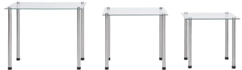 HEFZGDB Satztische 3-TLG. Transparent Hartglas Bartisch Sofa Tisch Stubentisch Beistelltisch Sofa für Arbeitszimmer Speisesaal Balkon Wohnbereich