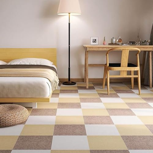 Losetas de alfombra autoadhesivas de 11,8 , losetas de alfombra autoadhesivas, 12 piezas de alfombra en losetas antideslizantes e insonorizadas, alfombra de piso multifuncional(White+camel+light Coff