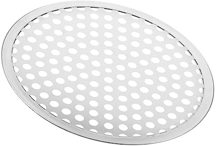 PartyKindom Plaque à Pizza Ronde en Acier Inoxydable Perforée Réutilisable Plateau à Pizza pour Cuisson Maison et Grillades Accessoire Pratique pour Fruits de Mer