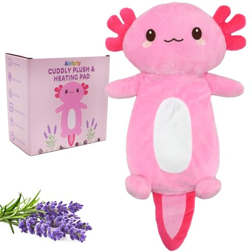 Cute Heating Pad Microwavable Stuffed Animals, Pink Axolotl 1.1lb Removable Heated Animals, Super Soft Cozy Heatable Plush Body Pad for Relief New Year Gift
