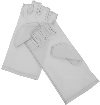Alipis Fingerless UV Protection Gloves for Gel Manicures Breathable Anti-uv Nail Art Gloves Comfortable Lightweight Skin Shield for Professional Nail Dryer Use Light Grey