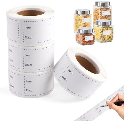 1000 Piezas/4 Rollos Etiquetas Adhesivas para Congelador de Alimentos | 50 x 30mm Etiquetas Autoadhesivas para Escribir, para Cocinas Restaurantes Tiendas