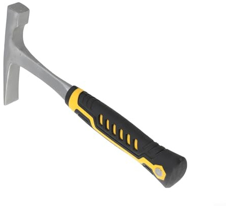 Martillo geológico con cabeza plana y punta puntiaguda para trabajos de minería de rocas y mampostería, mango de goma antideslizante para un agarre cómodo, alto (B)