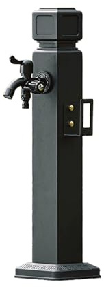Fontaine Colonne d'eau de jardin en alliage d'aluminium for extérieur, support de tuyau carré autoportant avec robinet à double sortie, robinet vertical à montage au sol column(60cm)