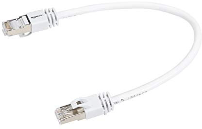 Amazon Basics High-Speed-Patchkabel, RJ45 Cat7, Gigabit-Ethernet, weiß, 0.3 m, 5 Stück