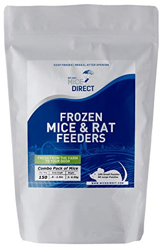 MiceDirect EST. 2003 150 Frozen Mice Combo Pack of Small Fuzzies and 50 Fuzzies Feeders Snake Food for Corn Snakes Ball Pythons Lizards (.5-1.5 in)(500 Grams Min)