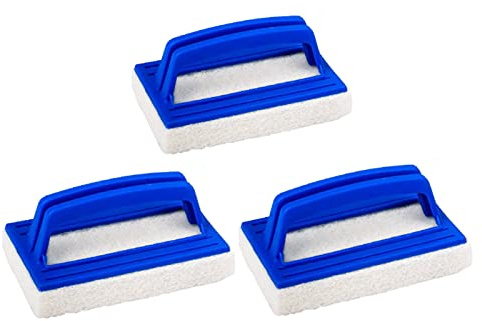 jiuzcare Pool svamp borstar plast pool poolborstar swimming pool borste poolrengöring rengöringsborste pool handborstar set poolrengöring handskrubba De Luxe med handtag, 3 stycken [blå]